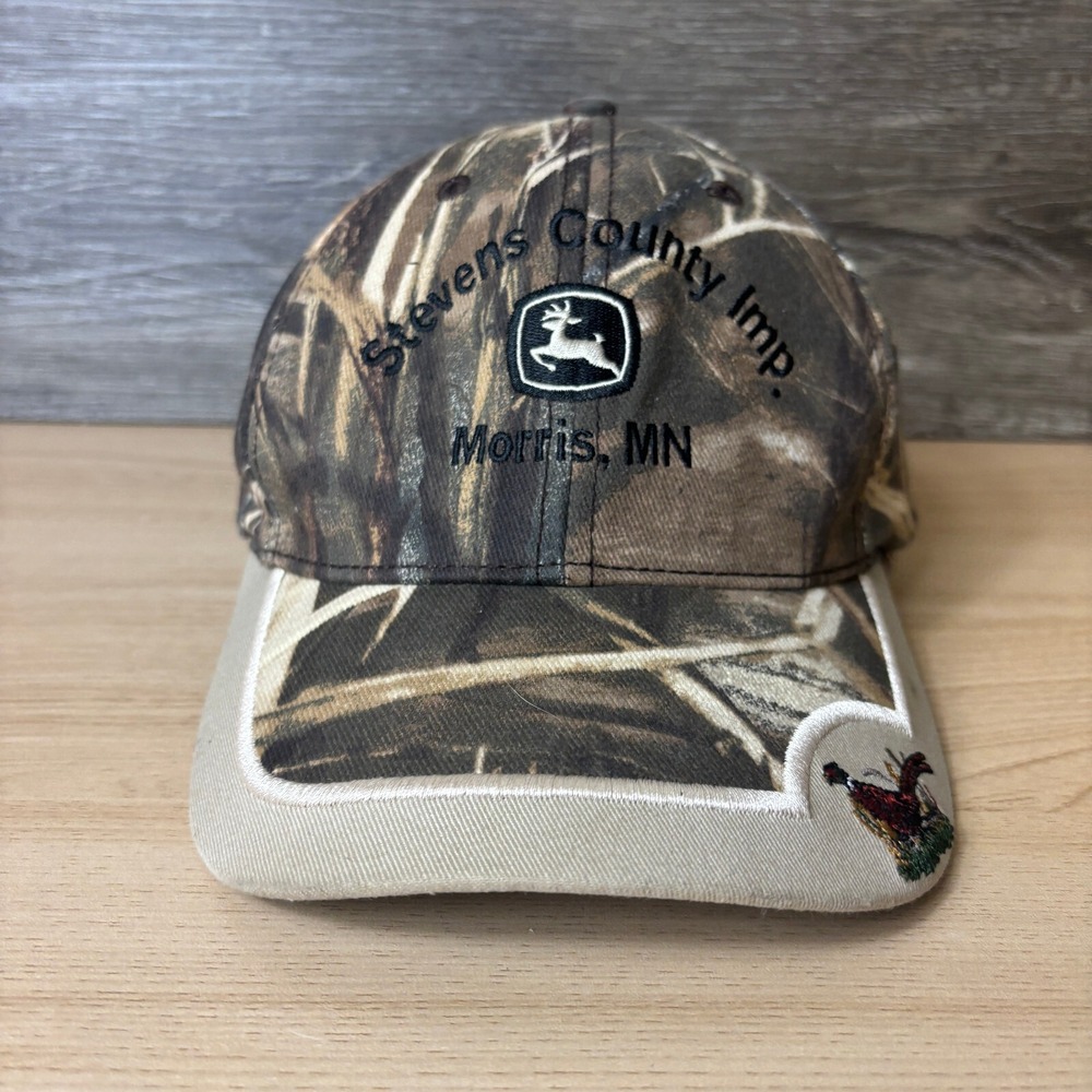 John Deere Hat Cap‎ Brown Green Camo Camouflage Tractors Farming Steven County